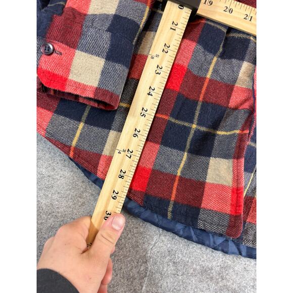 VINTAGE Sports Afield Shirt Mens Large Red Plaid Flannel Quilted Shacket Retro - Picture 3 of 5